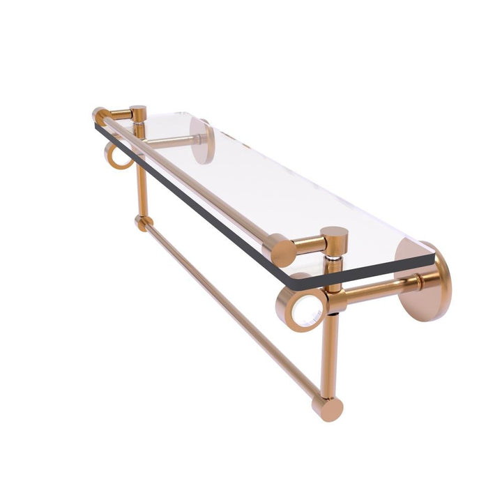 Allied Brass Clearview Brushed Bronze 22-in Wall-Mount Glass Bathroom Shelf with Towel Bar
