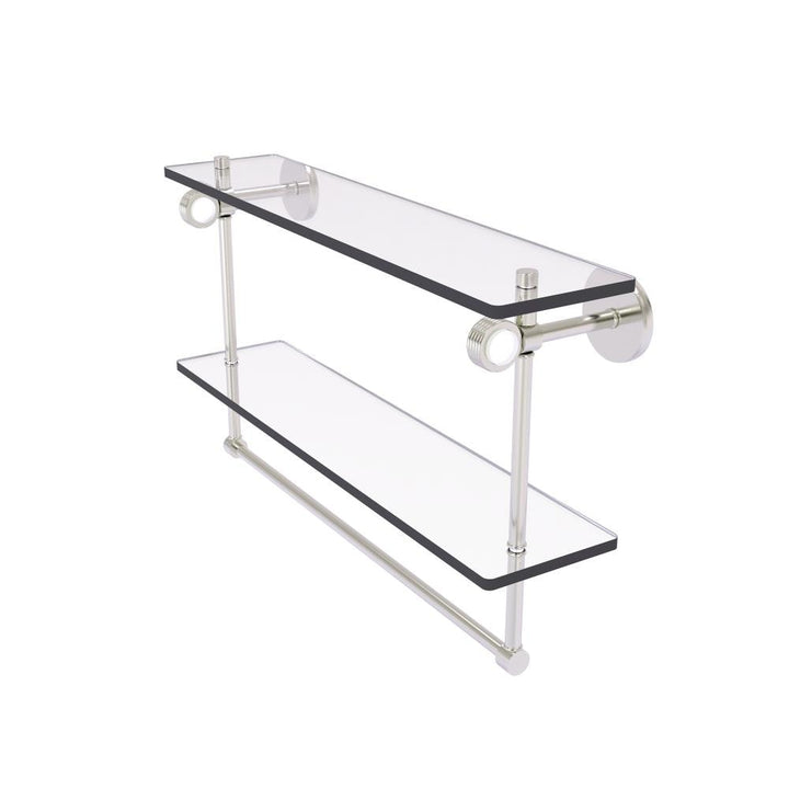 Allied Brass Clearview Satin Nickel 2-Tier Wall-Mount Bathroom Shelf with Towel Bar, 22 x 12.8 x 5 in