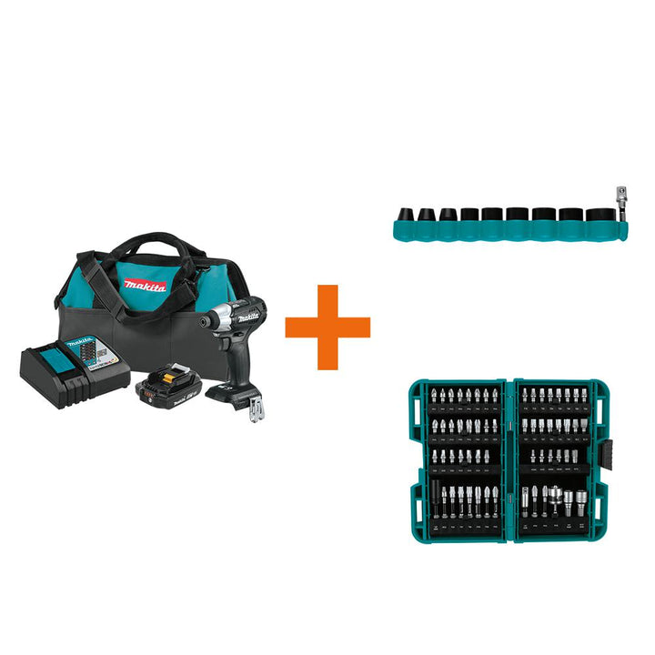 18-Volt LXT Sub-Compact Brushless Impact Driver Kit with ImpactXPS Impact Socket Set and ImpactXPS 60 Pc. Impact Bit Set - Super Arbor
