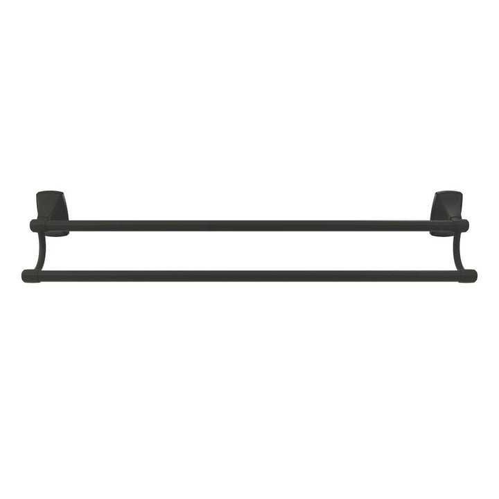 Amerock Clarendon 24-in Double Matte Black Wall Mount Double Towel Bar, BH26505MB