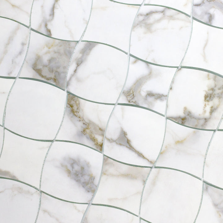 Abolos Musico Carrara Gray 12-in x 12-in Multi-finish Glass Patterned Mosaic Wall Tile product image