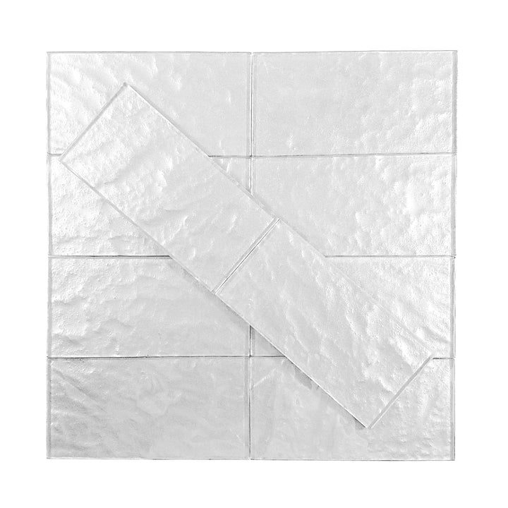 Abolos Metaliics Smoky Silver Textured 3-in x 6-in Glossy Glass Cement look Wall Tile product image