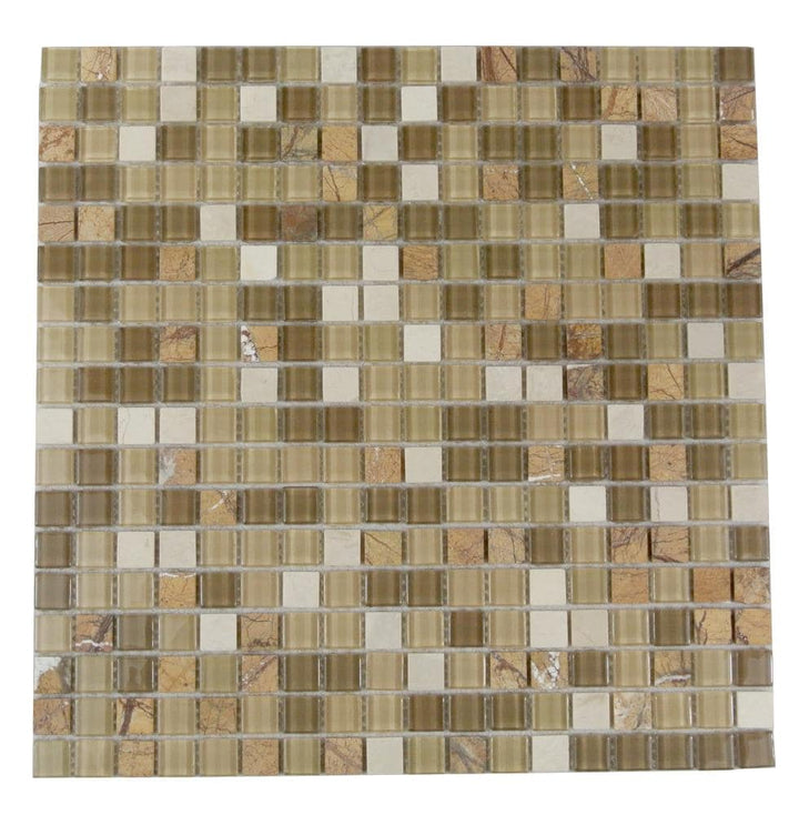Abolos Crystal Stone Amber grain brown/multi 12-in x 12-in Multi-finish Glass Mosaic Wall Tile product image