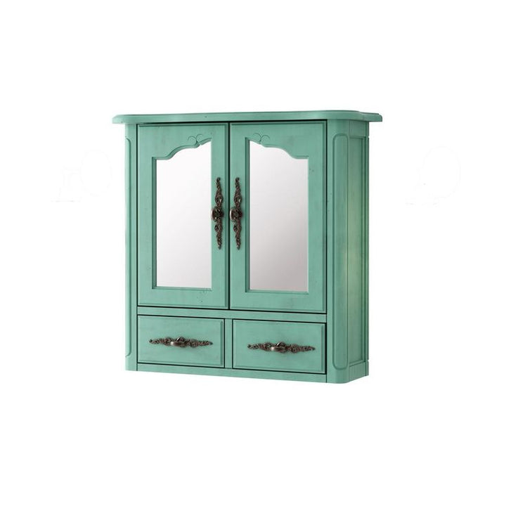 23.82 in. W x 22.28 in. H Framed Rectangular Beveled Edge Bathroom Vanity Mirror in Blue