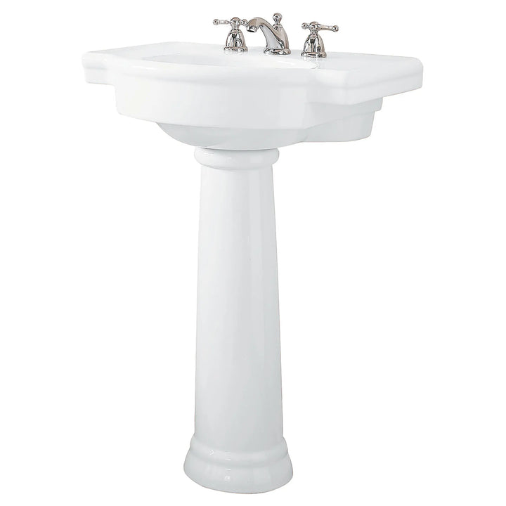American Standard Retrospect 27 x 19-3/4 x 36 in. Pedestal Combo Bathroom Sink, 8-in Widespread, White