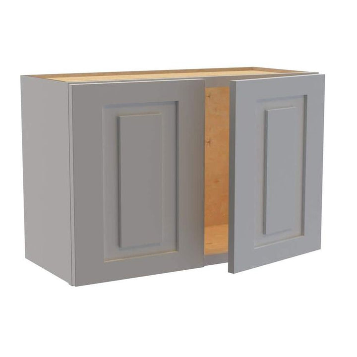 Home Decorators Collection Grayson 27 in. W x 12 in. D x 18 in. H Assembled Plywood Wall Bridge Kitchen Cabinet in Pearl Gray with Soft Close