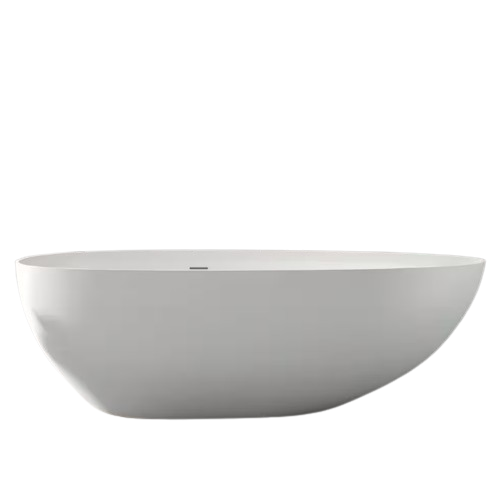 Luna 71 in. Stone Resin Solid Surface Matte Flatbottom Freestanding Bathtub in White