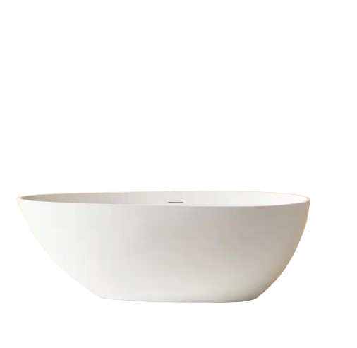 67 in. x 33.5 in. Solid Surface Flatbottom Freestanding Bathtub Contemporary Oval Soaking Bathtub in Matte White