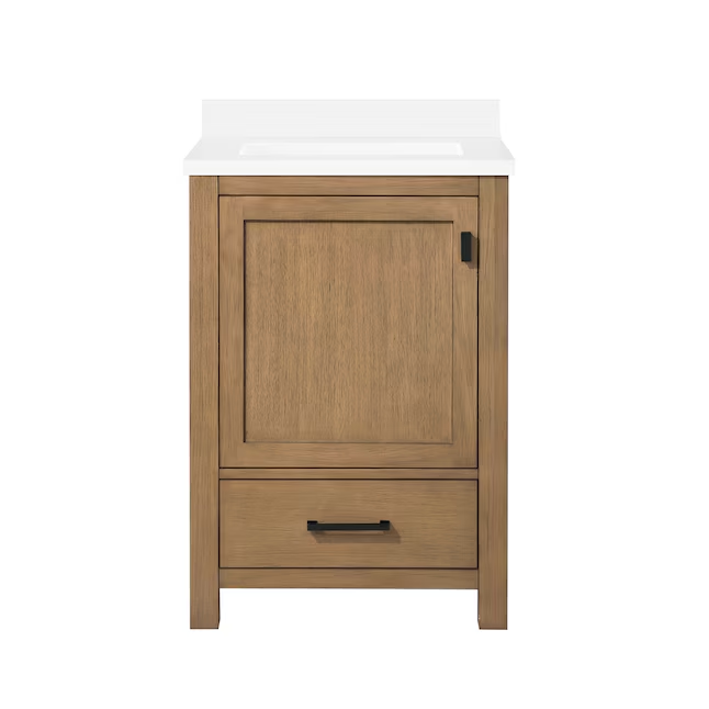 allen + roth Ronald 24-in Almond Toffee Undermount Single Sink Bathroom Vanity with White Engineered Stone Top