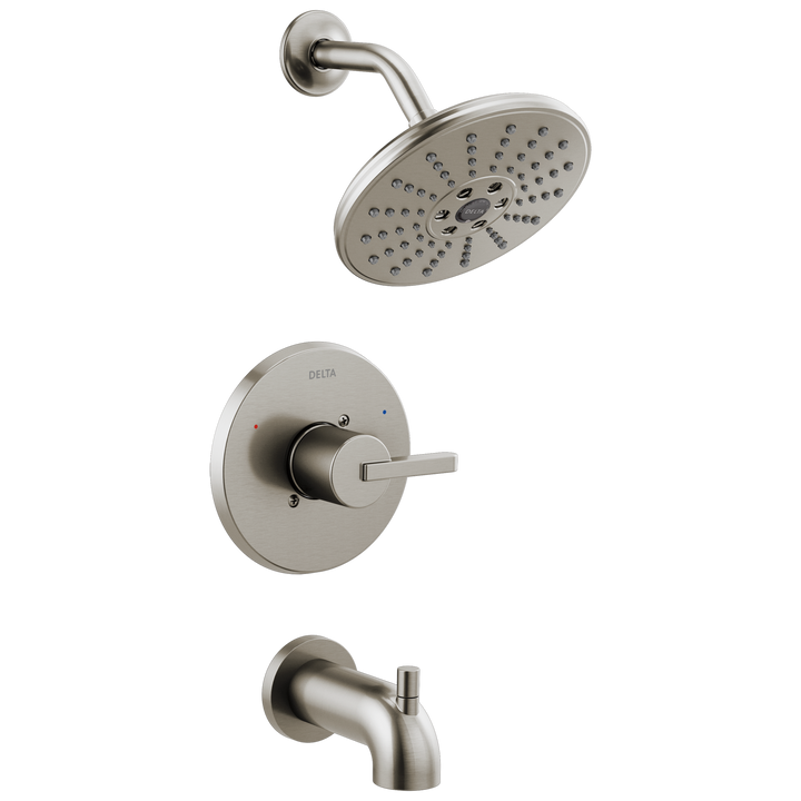 Delta Alux SpotShield Brushed Nickel 1-Handle Tub and Shower Faucet with Valve, H2Okinetic