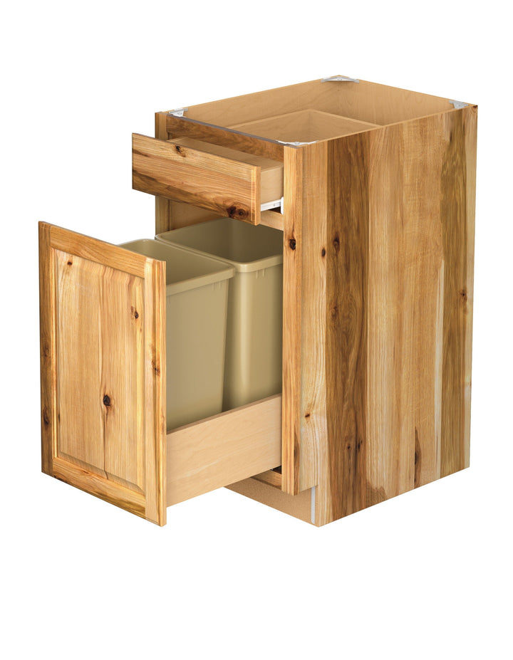Diamond NOW Denver 18-in W x 35-in H x 23.75-in D Natural Rustic Hickory 1-Drawer Pull-out Wastebasket Base Fully Assembled Cabinet (Raised Panel Square Style)
