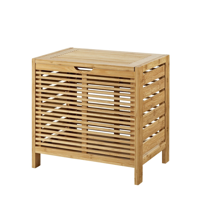 Linon Bracken Bamboo Hamper 21.75-in x 20.25-in x 15.2-in Natural Bamboo Wood Freestanding Linen Cabinet