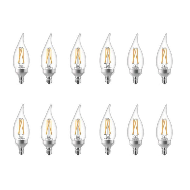Philips 25-Watt Equivalent BA11 Dimmable Warm Glow Dimming Effect LED Candle Light Bulb Bent Tip E12 Soft White (2700K) (6-Pack)