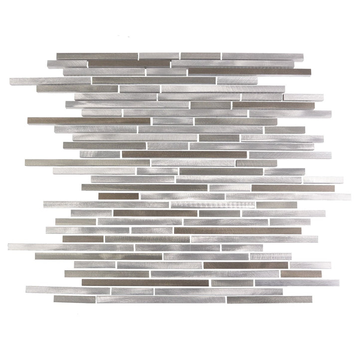 Abolos City Lights San francisco gray 12-in x 12-in Brushed Metal Brick look Linear Mosaic Wall Tile product image