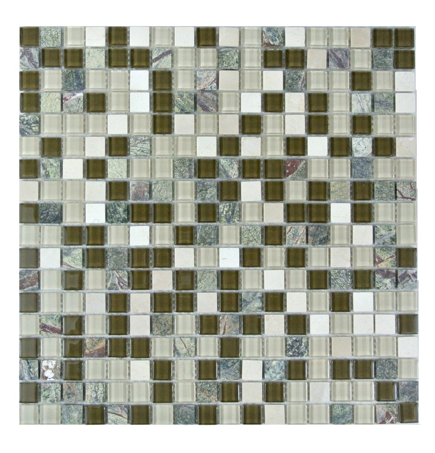 Abolos Crystal Stone Forrest Balk Beige 12-in x 12-in Multi-finish Glass Mosaic Wall Tile product image