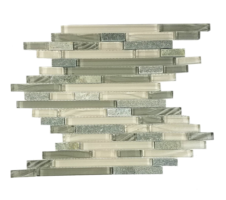 Abolos New Era II Shell gray 12-in x 12-in Multi-finish Glass/Stone Marble Brick look Mosaic Wall Tile product image