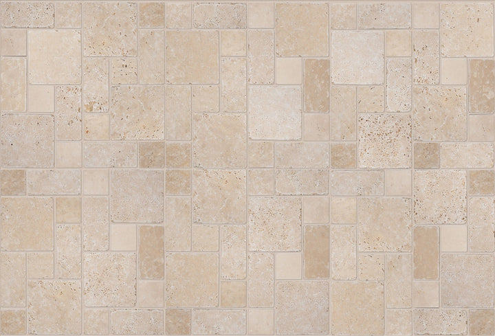 Satori Ivory Versailles 12-in x 12-in Honed Natural Stone Travertine Versailles Tile (1.001-sq ft per Piece)