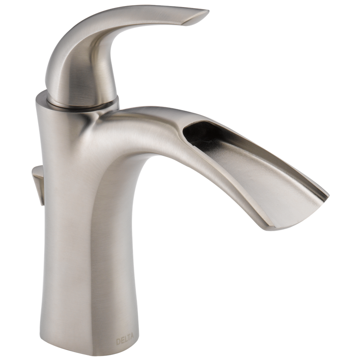 Delta Nyla Stainless Single-Handle Single Hole/4-in Centerset WaterSense Bathroom Sink Faucet with Drain