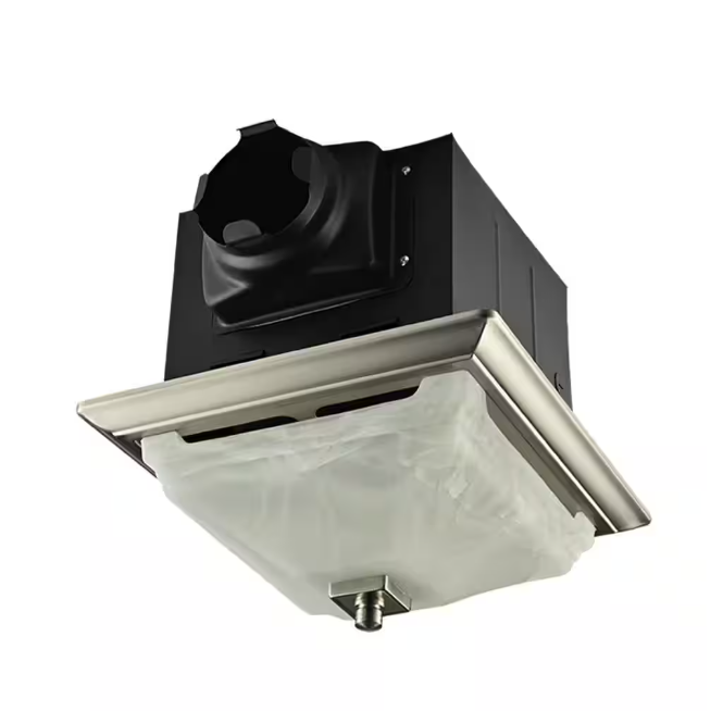 Decorative Brushed Nickel 110 CFM Ceiling Bath Fan with Light and Glass Globe