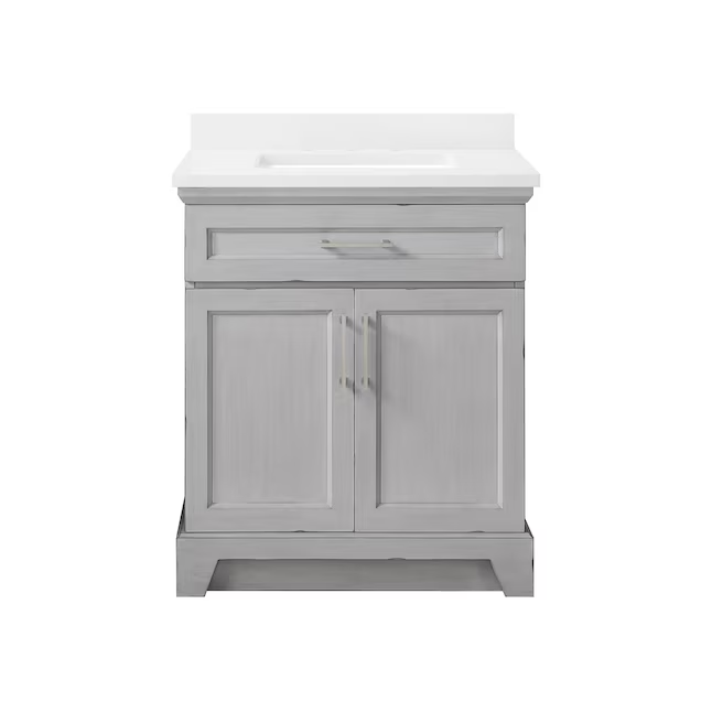 allen + roth Felix 30-in Vintage Gray Undermount Single Sink Bathroom Vanity with White Engineered Stone Top