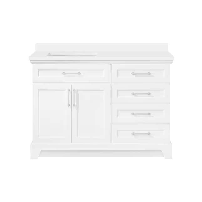 allen + roth Felix 48-in White Undermount Single Sink Bathroom Vanity with White Engineered Stone Top