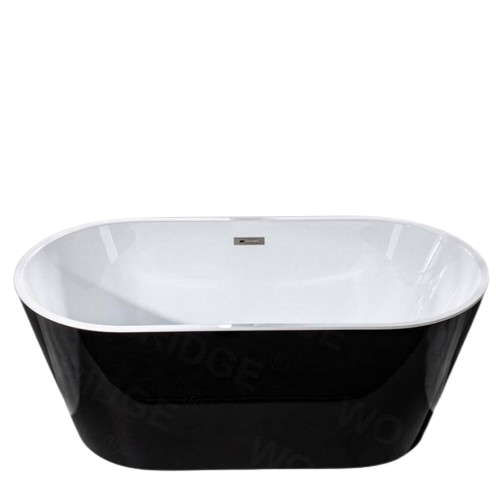 Kolt 59 in. Acrylic FlatBottom Double Ended Bathtub with Brushed Nickel Overflow and Drain Included in Black