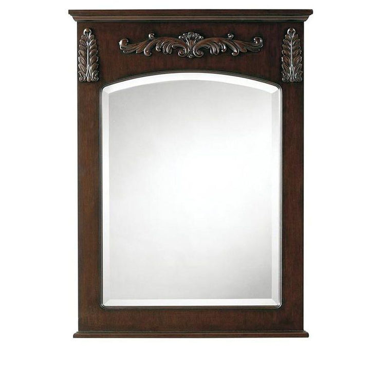 22 in. W x 32 in. H Framed Rectangular Bathroom Vanity Mirror in Antique Cherry