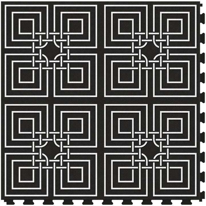 Perfection Floor Tile Geo Collection Master Knot Black/Satin 20-in x 20-in Water-Resistant Interlocking Luxury Flooring, 16.7-sq ft Carton