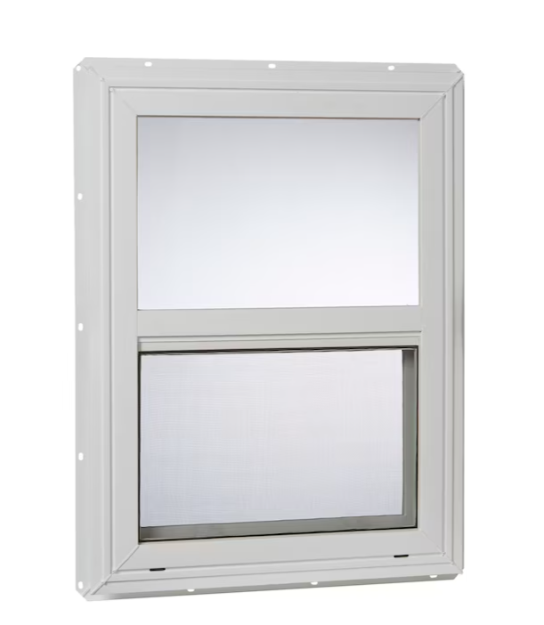 Project Source 20000S Series New Construction 17-1/2-in x 23-1/2-in x 2-1/4-in Jamb White Vinyl Single-glazed Single Hung Window Half Screen Included