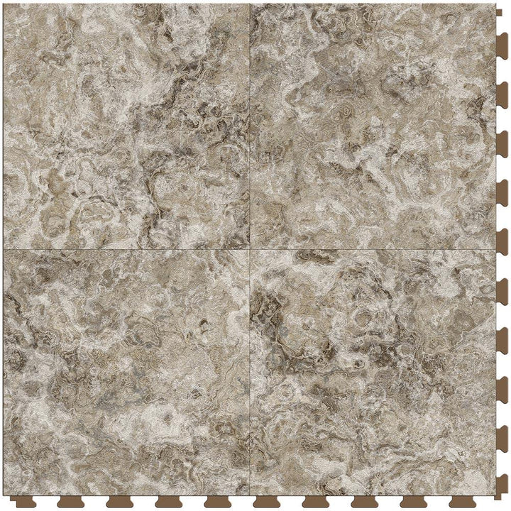 Perfection Floor Tile Breccia Collection Breccia Crema/Satin 20-in x 20-in Water-Resistant Interlocking Luxury Flooring, 16.7-sq ft Carton