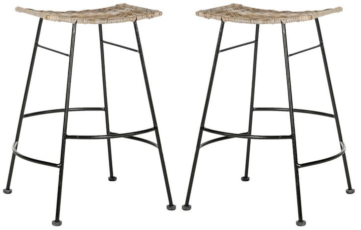 Safavieh Atara Counter Set of 2 Gray Counter Upholstered Bar Stool