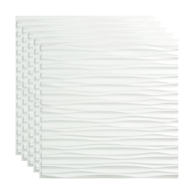 Fasade 2-ft x 2-ft Dunes Horizontal Matte White PVC Surface-mount Ceiling Tile (5-Pack, 20-sq ft / Case)