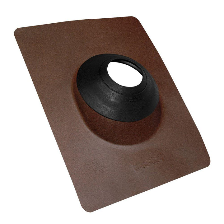 No-Calk 12 in. x 15-1/2 in. Aluminum Brown Vent Pipe Roof Flashing with 3 in. - 4 in. Adjustable Diameter - Super Arbor