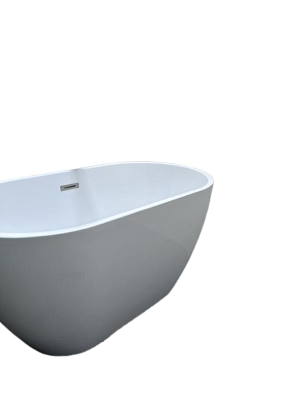 WOODBRIDGE 48 in. Acrylic Flatbottom Freestanding Bathtub in White with Polished Chrome Drain and Overflow