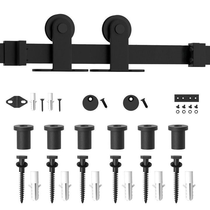 9 ft. /108 in. Top Mount Sliding Barn Door Hardware Track Kit for Single Door with Non-Routed Floor Guide Frosted Black - Super Arbor