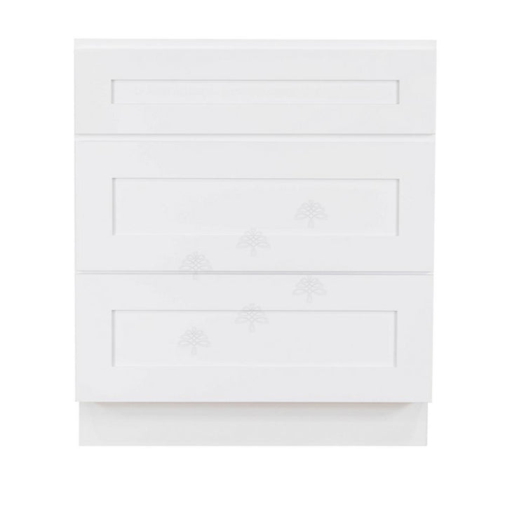 Lancaster Shaker Assembled 36x34.5x24 in. Base Cabinet with 3-Drawers in White - Super Arbor