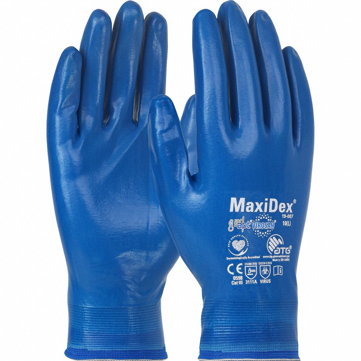 PIP MaxiDex™ Nitrile Coated Knit Gloves - Small, Full Finger, Blue
