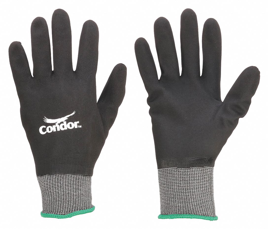 CONDOR Full Dipped Nitrile Coated Gloves, XS - ANSI Abrasion Level 4