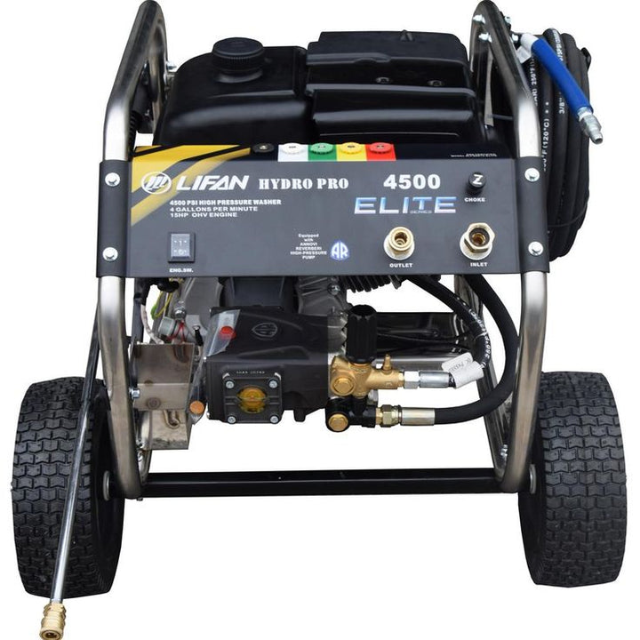 LIFAN Elite Series 4,500 PSI 4.0 GPM AR Tri-Plex Pump Electric Start Gas Pressure Washer with Stainless Steel Frame