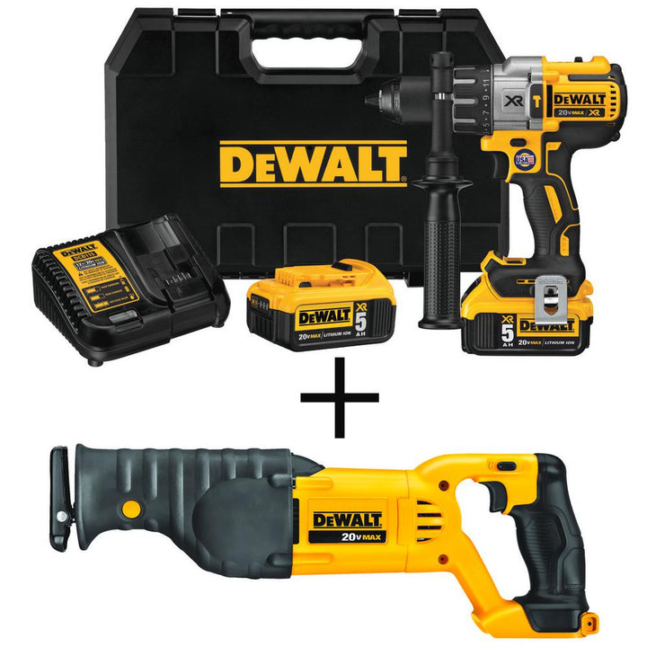 20-Volt MAX XR Cordless Premium Brushless Hammer Drill w/ Bonus 20-Volt MAX Cordless Reciprocating Saw (Tool-Only) - Super Arbor