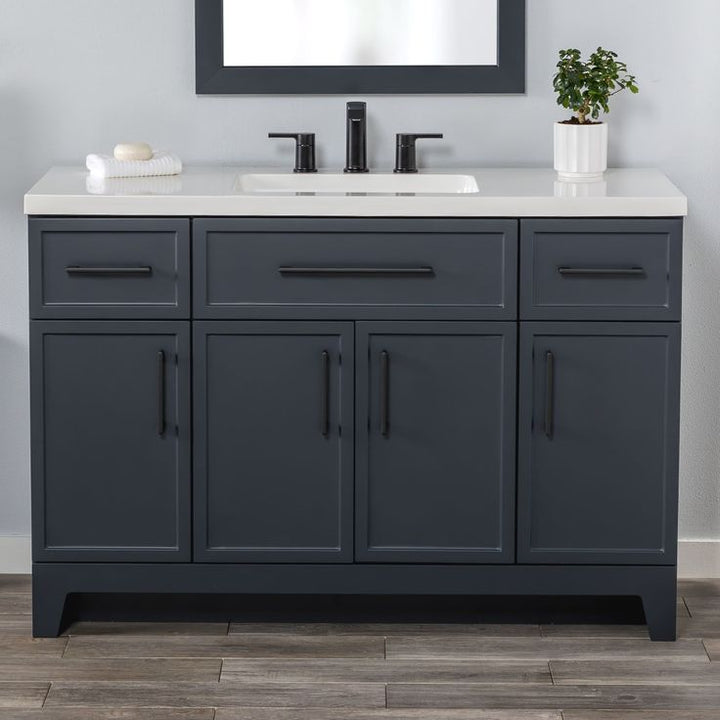 Style Selections Potter 48-in Blue Single Sink Bathroom Vanity with White Cultured Marble Top