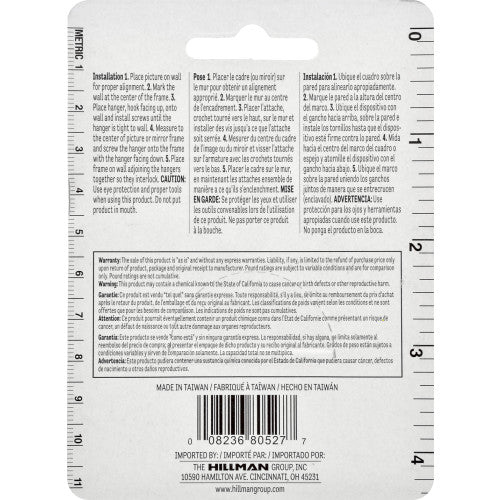 Hillman AnchorWire Silver Flush-Mount Picture Hanger, Large, 2 Pack