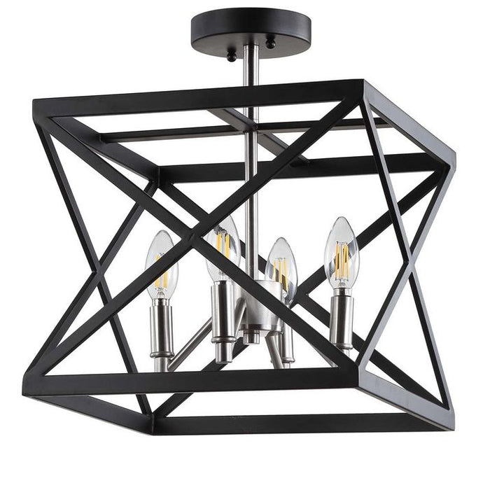 Safavieh Matias 13-in Black/Nickel Modern/Contemporary LED Semi-flush Mount Light