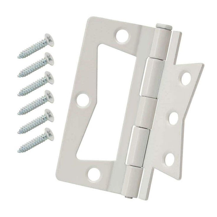 1-1/4 in. x 3 in. White Non-Mortise Hinges (2-Pack)