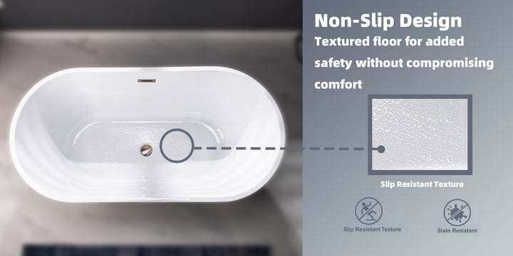 Greenfield 71 in. Acrylic FlatBottom Double Slipper Bathtub with Brushed Gold Overflow and Drain Included in White