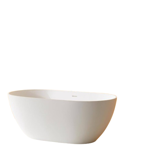 59 in. x 29.5 in. Freestanding Solid Surface Soaking Bathtub with Drain and Overflow in Matte White