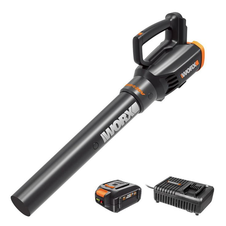 Worx POWER SHARE 20-Volt 75 MPH 360 CFM 4.0 Ah Cordless Handheld TURBINE 2-Speed Blower