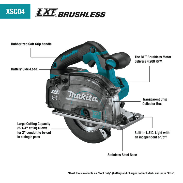 Makita 18V LXT 5-7/8 in. Brushless Cordless Metal Cutting Saw Kit, 5.0Ah, with Electric Brake & Chip Collector
