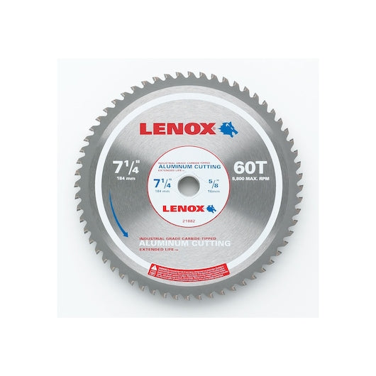 LENOX 7-1/4-in 60-Tooth Carbide Circular Saw Blade for Metal/Aluminum