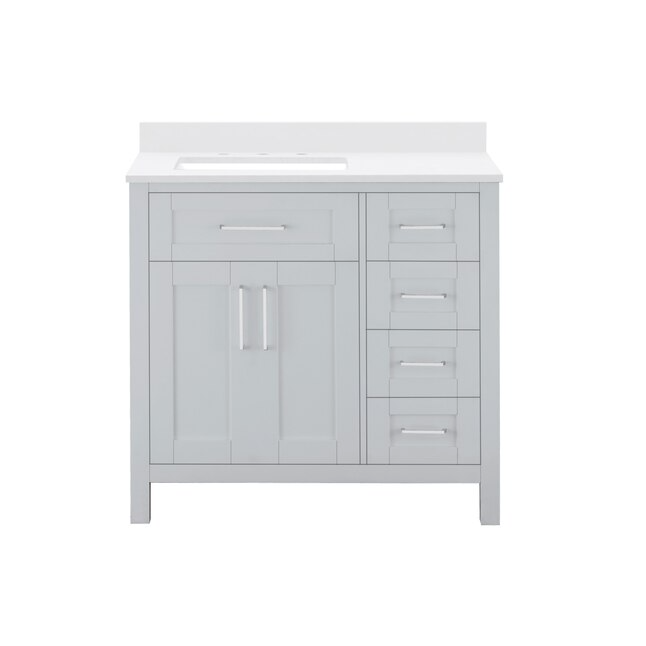 OVE Decors Tahoe 36-in Dove Gray Undermount Single Sink Bathroom Vanity with White Engineered Stone Top